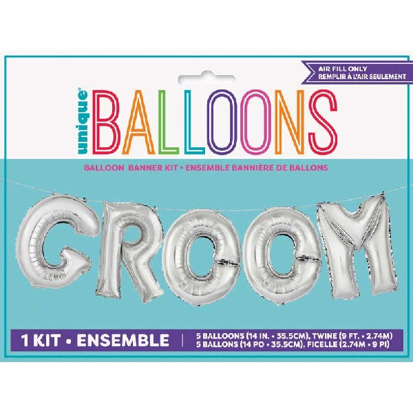 Groom Air Fill Balloon Kit - Silver Crosswear