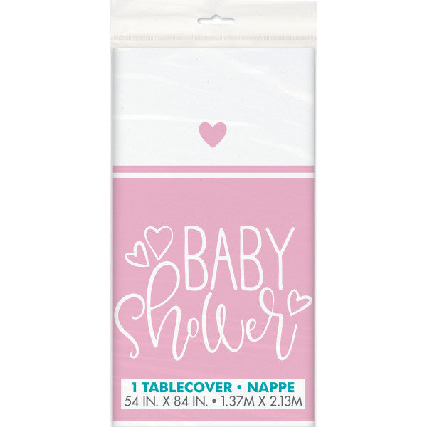Baby Shower Tablecover - Pink/White Crosswear