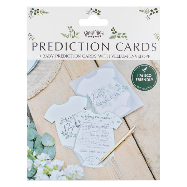 Botanical theme baby shower prediction cards