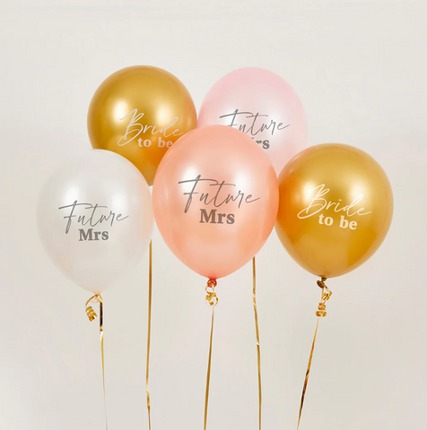 Bride to Be Balloons (12in) - Pink, White, Gold (5) - Unique Party Supplies NZ