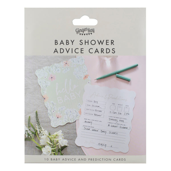 Floral Baby Shower Advice & Prediction cards (10) Amscan Australia