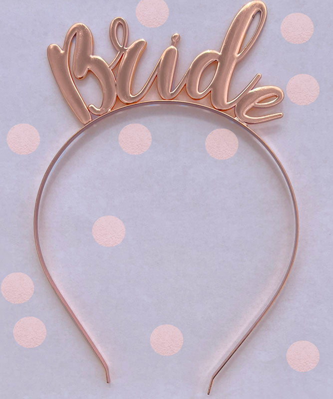 Rose gold bride headband for a hen party