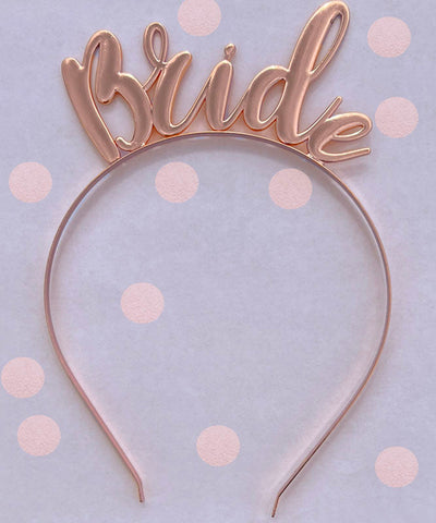Rose gold bride headband for a hen party