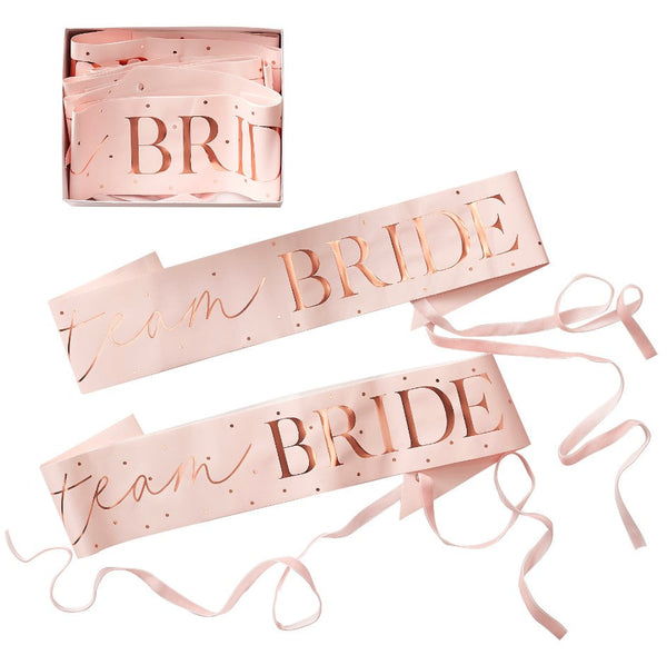 Pink and rose gold pretty hen do sashes