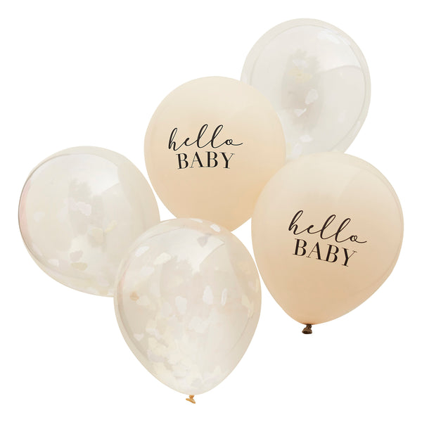 Neutral baby shower balloons in gorgeous colours