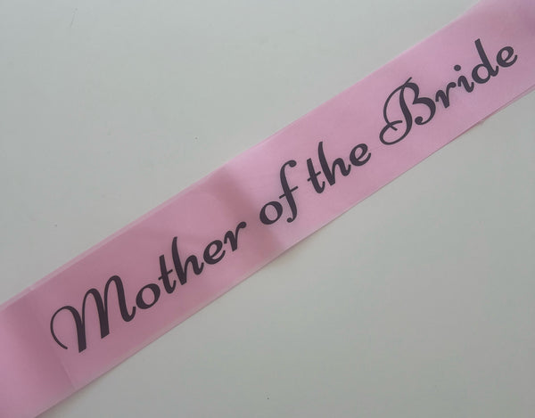 Mother of the Bride Sash - Pale Pink/Black