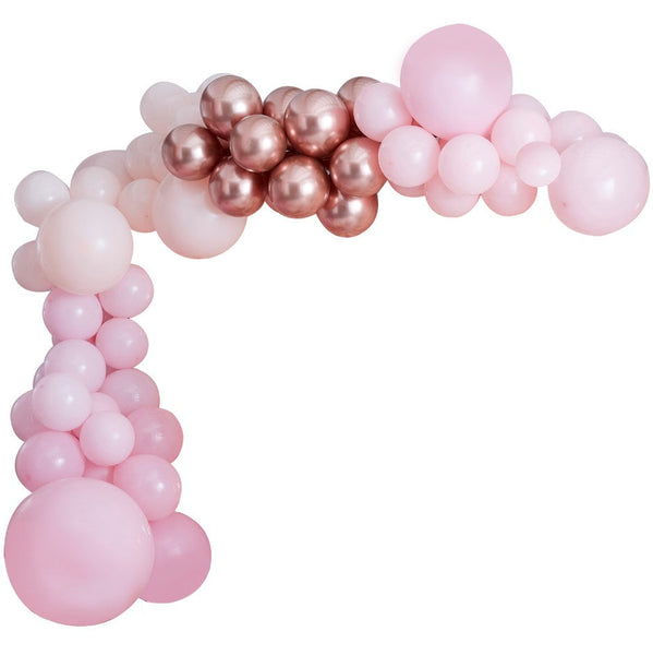 Pink and rose gold balloon garland arch kit