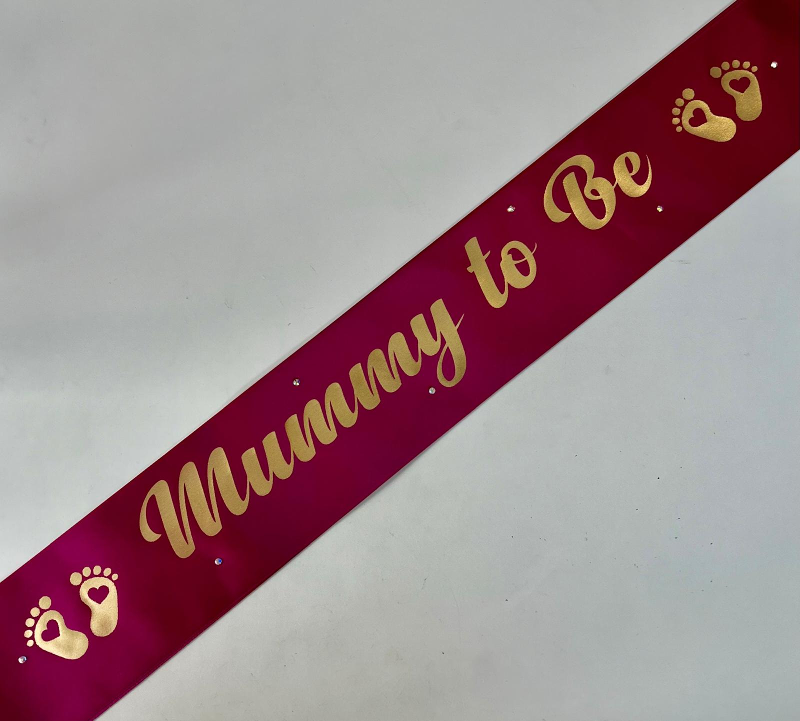 Mummy to Be Sash - Magenta with Gold *NEW FABRIC*