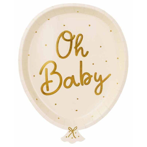 Baby Shower Plates - Balloon shape (6) - Unique Party Supplies NZ