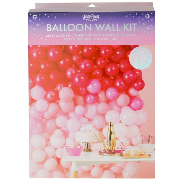 Pink ombre balloon wall backdrop for photos