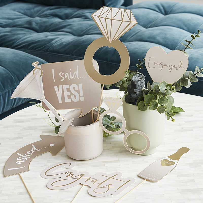 Gold themed engagement photo props