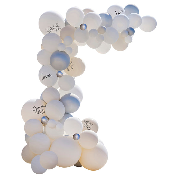 Hen party white and silver balloon arch diy kit