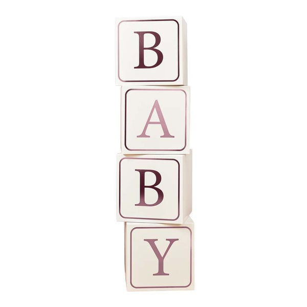 Baby Blocks Pink - 4 Pack - Unique Party Supplies NZ