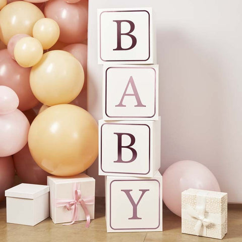Baby Blocks Pink - 4 Pack - Unique Party Supplies NZ