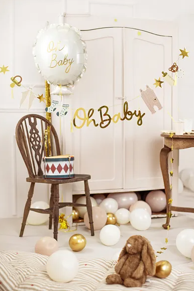 Oh Baby Gold Baby Shower Banner - Unique Party Supplies NZ