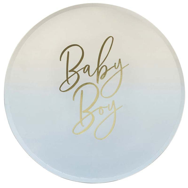 Beautiful blue and gold baby shower plates - Unique Party Supplies NZ