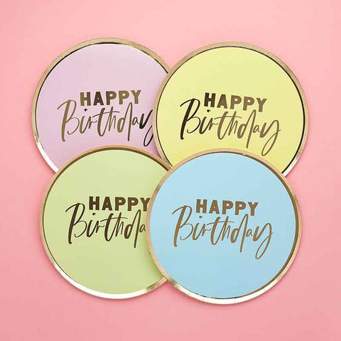 Birthday Pastel Plates - 8 Pack - Unique Party Supplies NZ