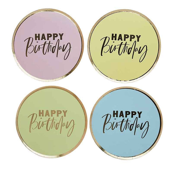 Birthday Pastel Plates - 8 Pack Crosswear