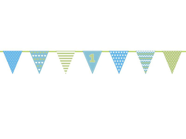 1st Birthday Bunting - Blue and Green Unique Party Supplies