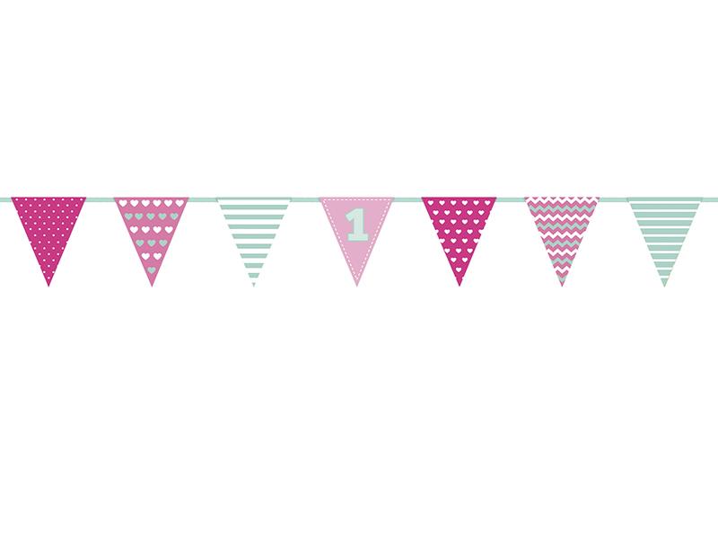 1st Birthday Bunting - Pink and Mint Unique Party Supplies