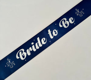Bride to Be Sash - Navy with Silver  *NEW FABRIC* Handmade