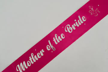 Mother of the Bride Sash with Champagne picture - Hot Pink with Silver Handmade