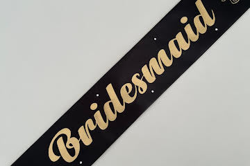 Bridesmaid Sash - Black with Gold *NEW FABRIC* Handmade