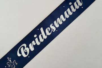 Bridesmaid Sash - Navy with Silver *NEW FABRIC* Handmade