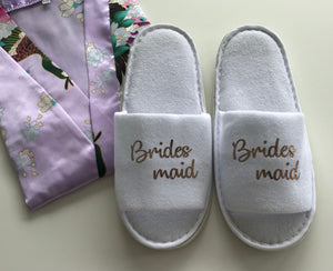 Bridesmaid Slippers - Gold Glitter Script, Style B Handmade
