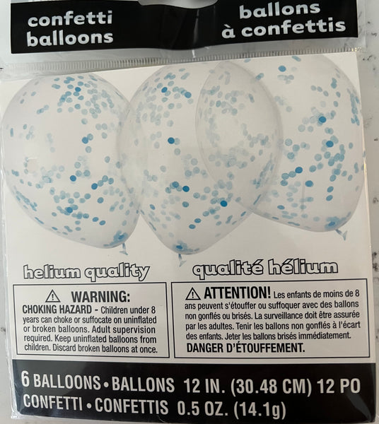 Confetti Balloons (6) - Pale Blue (12") Crosswear