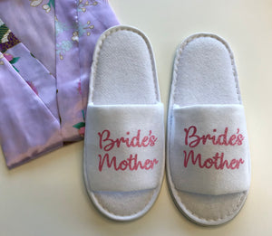 Bride's Mother Slippers - Light Pink Glitter Script, Style C Handmade