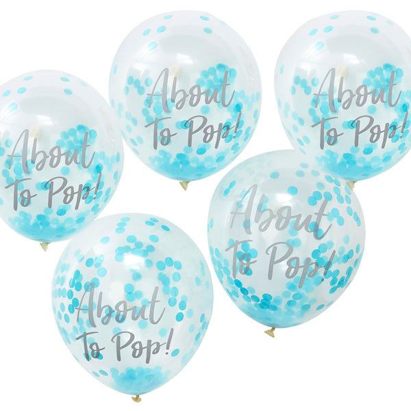 About to Pop Confetti Balloons (5) - Blue (12") Ginger Ray