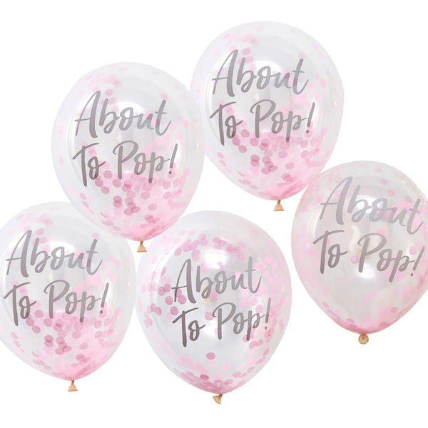 About to Pop Confetti Balloons (5) - Pink (12") Ginger Ray