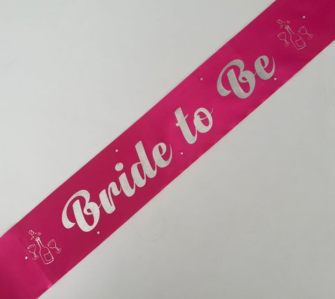Bride to Be Sash with Champagne picture - Hot Pink with Silver Handmade