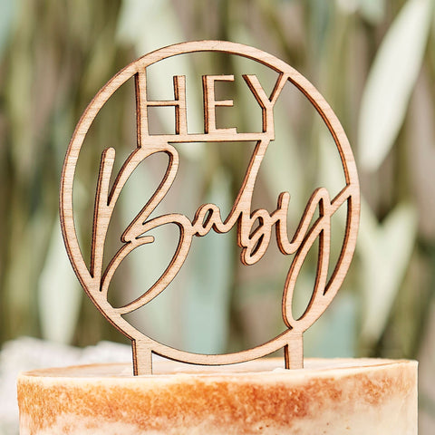 Hey Baby Wooden Cake Topper Ginger Ray