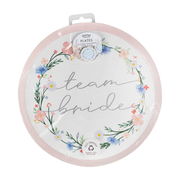 Floral Team Bride Eco Plates (8) Ginger Ray