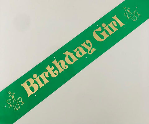 Birthday Girl Sash (Champagne) - Green and Gold Handmade