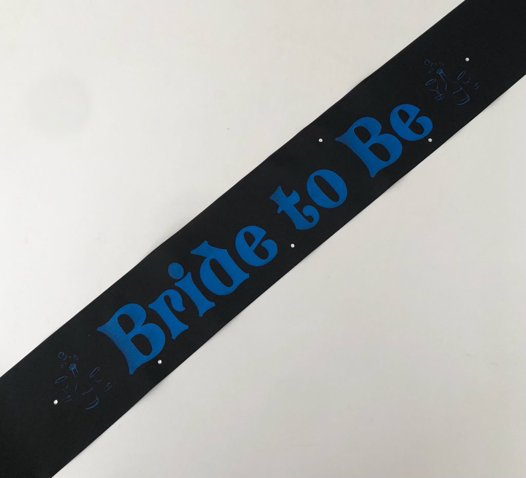 Bride to Be Sash with Champagne picture - Black and Blue Handmade