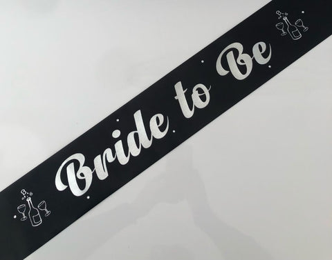 Bride to Be Sash - Black with Silver *NEW FABRIC* Handmade