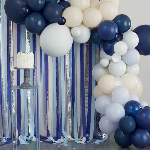 Blue, Cream & Silver Balloon and Streamer Kit (70 Balloons) Ginger Ray