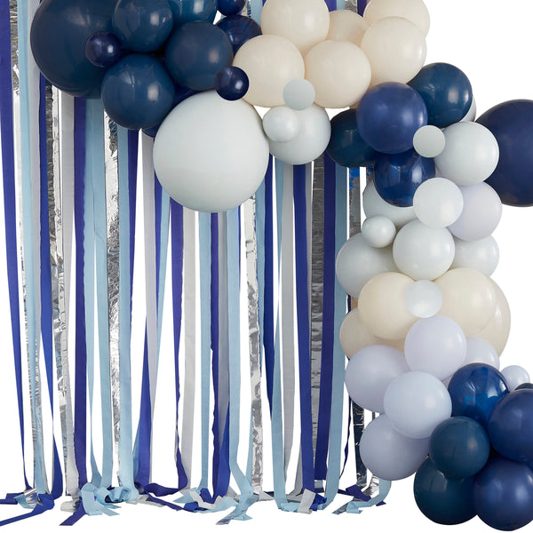 Blue, Cream & Silver Balloon and Streamer Kit (70 Balloons) Ginger Ray