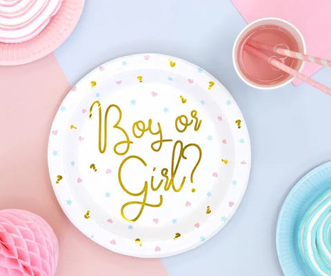 Boy or Girl Plates - Gender Reveal (6) - Unique Party Supplies NZ
