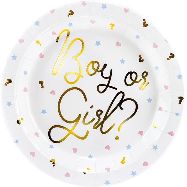 Boy or Girl Plates - Gender Reveal (6) - Unique Party Supplies NZ