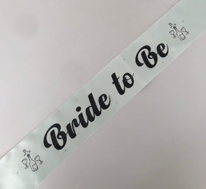 Bride to Be Sash with Champagne picture - Ivory with Black Handmade