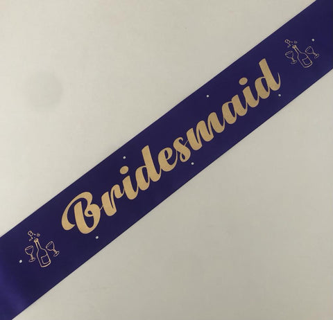Bridesmaid Sash (Champagne) - Purple and Gold Handmade