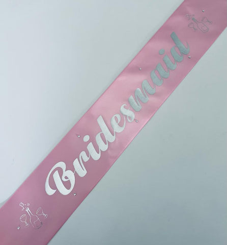 Bridesmaid Sash - Pale Pink with Silver *NEW FABRIC* Handmade