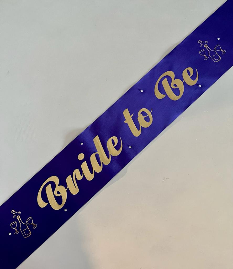 Bride to Be Sash - Purple with Gold Handmade