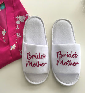 Bride's Mother Slippers - Hot Pink Glitter Script, Style C Handmade