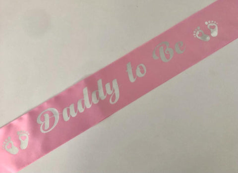Daddy to Be Sash - Pale Pink with Silver *NEW FABRIC* Handmade