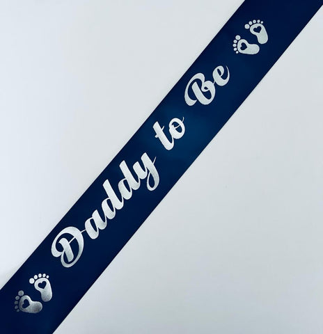 Daddy to Be Sash - Navy with Silver *NEW FABRIC* Handmade